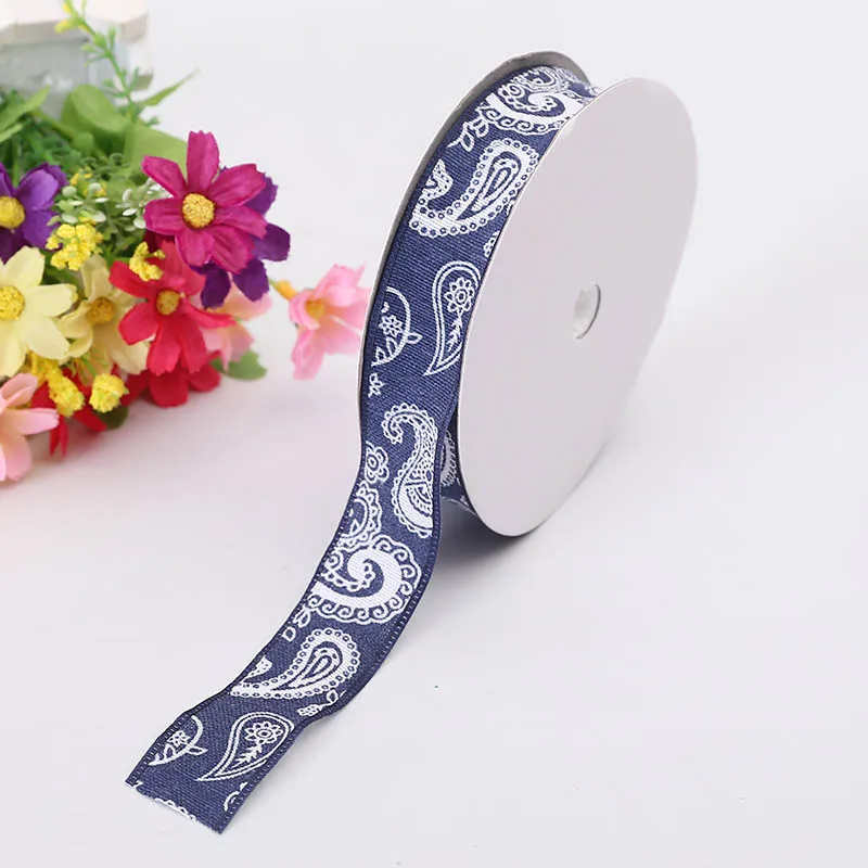 New Craft Supplies Trendy Ribbon 2.5cm Denim Large Waist Pattern Silk Sewing Costume Wedding Decoration Gift Packaging | Дом и сад