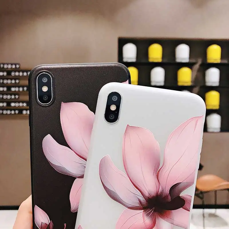 Мягкие чехлы Boucho из ТПУ для iPhone 7 plus 6 6s 8 3D рельефный чехол с цветочным рисунком