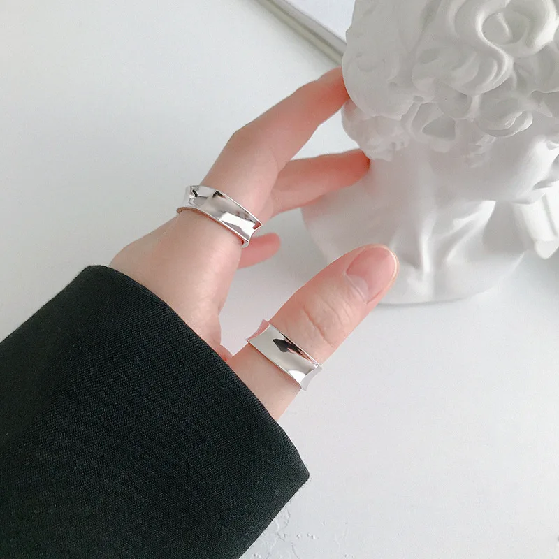 Женские квадратные Глянцевые Кольца LouLeur открытые кольца из стерлингового