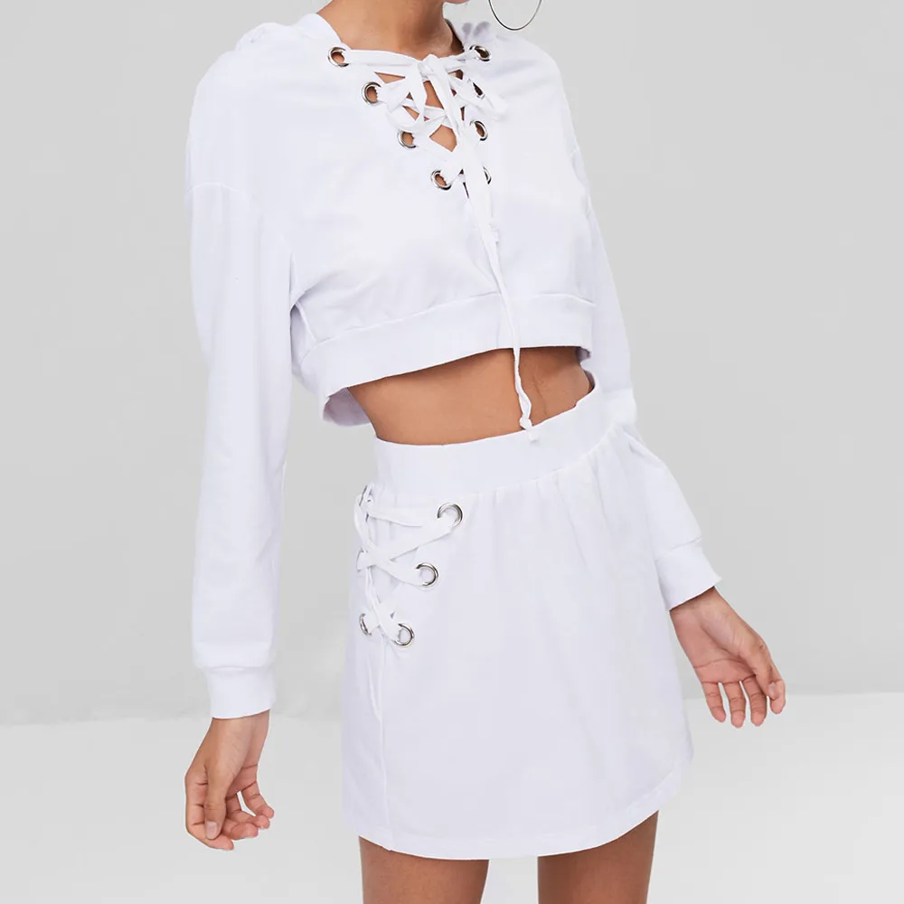 Новое поступление летняя модная женская Толстовка на шнуровке с длинным рукавом