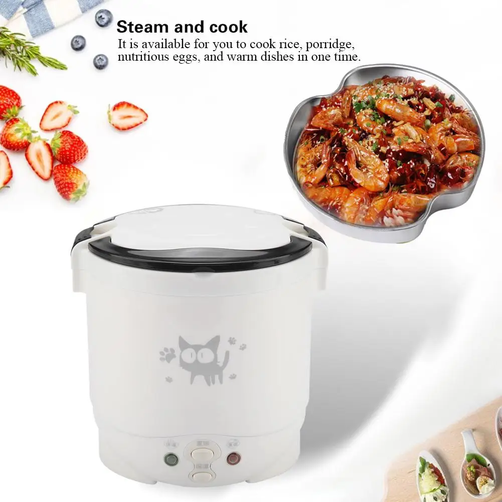 

1L Electric Mini Rice Cooker Mini Portable Hot Pot Noodles Rice Cooker with Non-stick Rice Cooker White 220V CN Plug