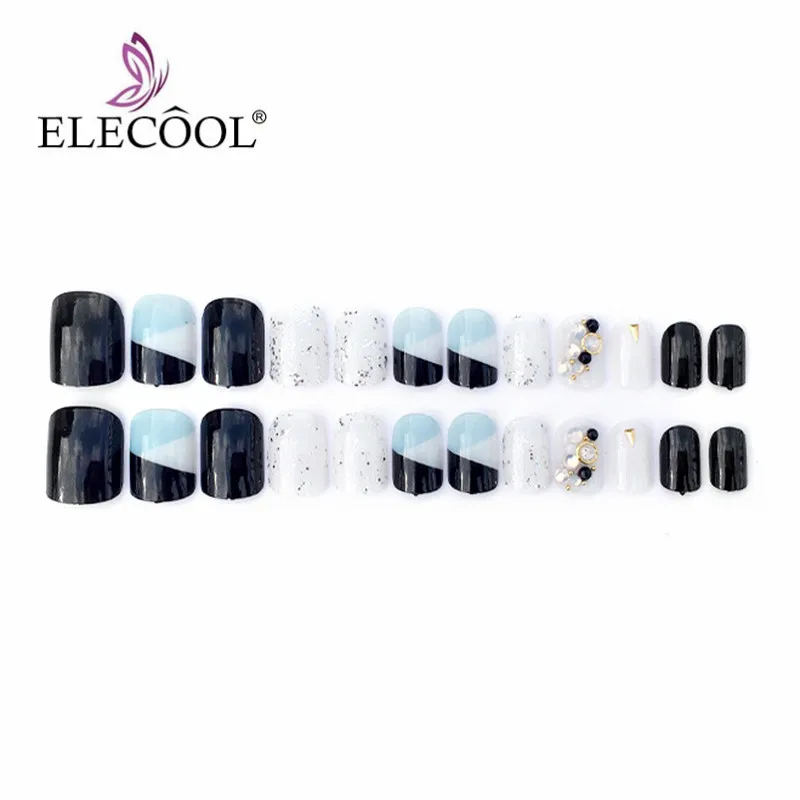 ELECOOL 24 шт. японский белка Камень Короткие искусственный мех клей для ногтей на