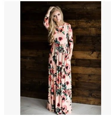 Богемное платье для беременных Платья с цветочным принтом женщин длинный рукав