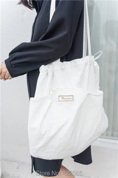 Free Shipping Cotton &amp Linen Bag Drawstring Single Shoulder Fabric White NEW ARRIVAL #11073 | Багаж и сумки