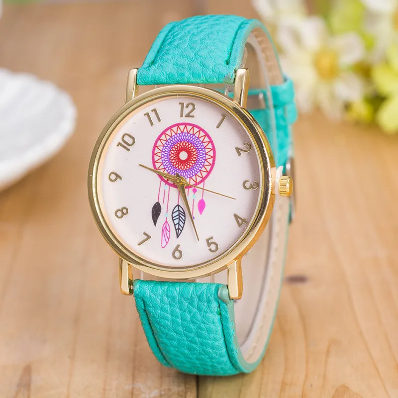 9 цветов МОДНЫЕ ЖЕНСКИЕ НАРЯДНЫЕ часы кварцевые с рисунком Ловца снов relojes mujer