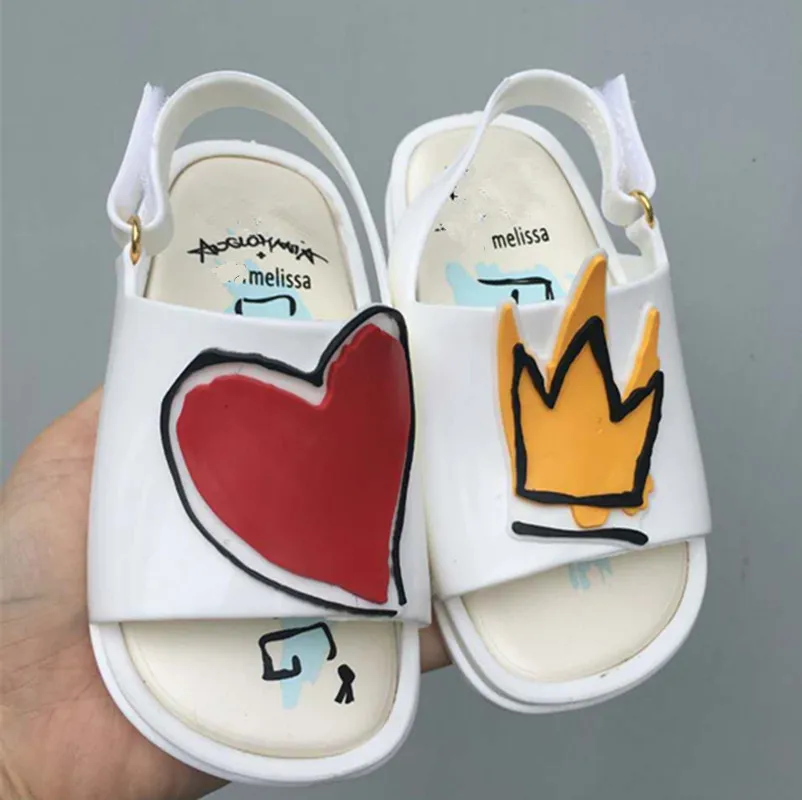 Белый Melissa/Новинка года; прозрачная обувь; сандалии с красным сердцем для девочек и мальчиков; детская водонепроницаемая обувь; прозрачная обувь; нескользящие детские сандалии для девочек; для малышей - Цвет: Белый