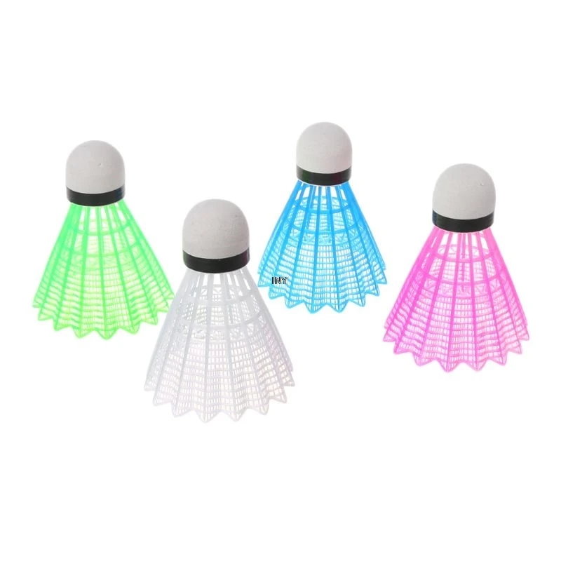 4pcs Colored Plastic LED Luminous Badminton Dark Night Glow Lighting Shuttlecock INY | Спорт и развлечения