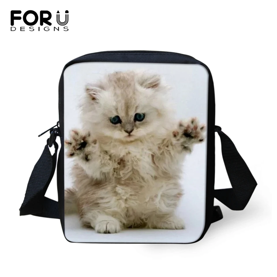 FORUDESIGNS/женская сумка-мессенджер с милым принтом кота сумка через плечо для женщин