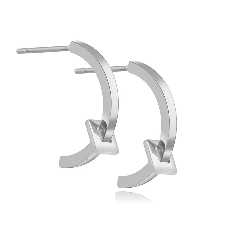 GEREIT Semicircular Open Metal For Females Stud Earrings Simple Daily Life Office Style Costume Accessories Valentine's Day Gift |