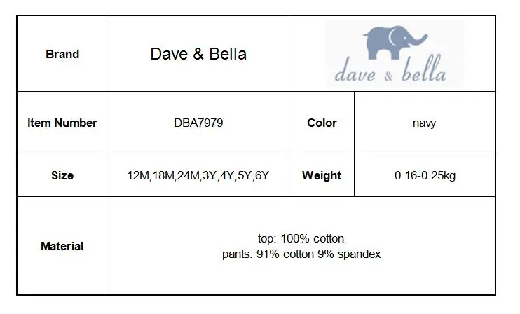 DBA7979 dave bella/осенняя одежда с цветочным рисунком для маленьких девочек; Детские комплекты одежды с длинными рукавами; Детский костюм из 2 предметов