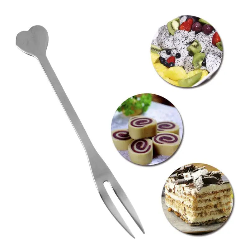 Мини нержавеющая сталь 2 зубцы вилка десерт торт фруктовый салат столовые