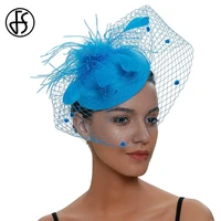 fs fascinator hair accessories pillbox derby hat wedding church dress veil headband for women elegant ladies feather headwear