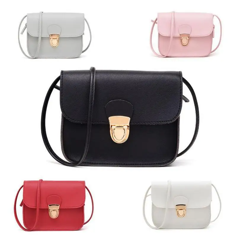 Модные однотонные цвет для женщин искусственная кожа маленькая сумка через
