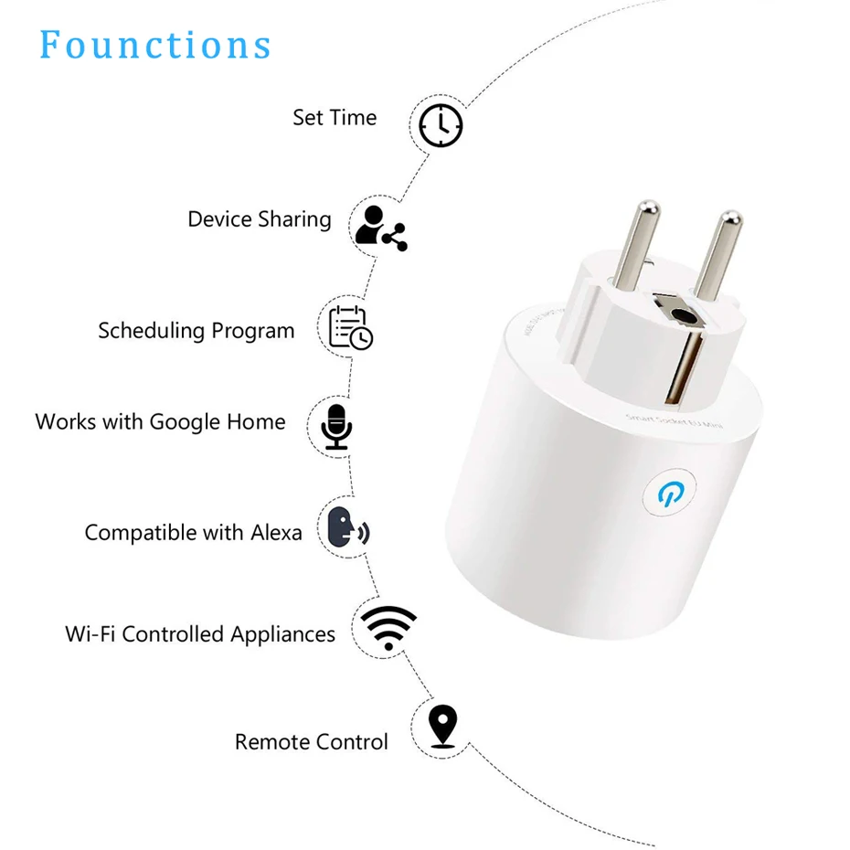 AVATTO 16A умная розетка с Alexa, Google Home аудио голосовое Беспроводное управление, 2,4G Wifi умная розетка с Android IOS Телефон