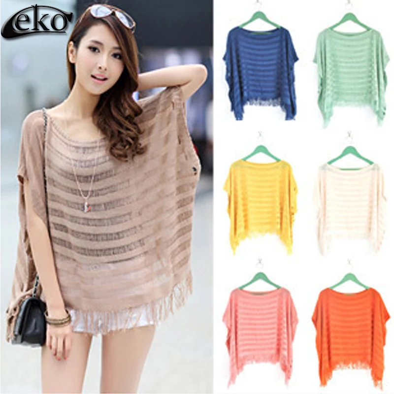 Женская трикотажная блузка с асимметричным подолом Повседневная Свободная