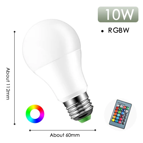 RGBW E27 10W-remote Светодиодный RGB Лампочка красочный светильник E27 RGB RGBW RGBWW 220 В ИК-пульт дистанционного управления с регулируемой яркостью 5 Вт 10 Вт 15 Вт ночник домашний декор праздничный Бар Рождество - Испускаемый цвет: RGBW E27 10W-remote