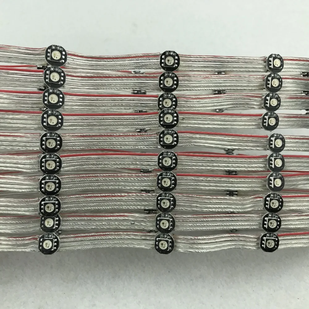 100 шт/гирлянда DC5V WS2813-RGB полноцветный адресуемый светодиодный пиксельный светильник с радиатором; 5 см расстояние между проводами; со всеми чистыми проводами