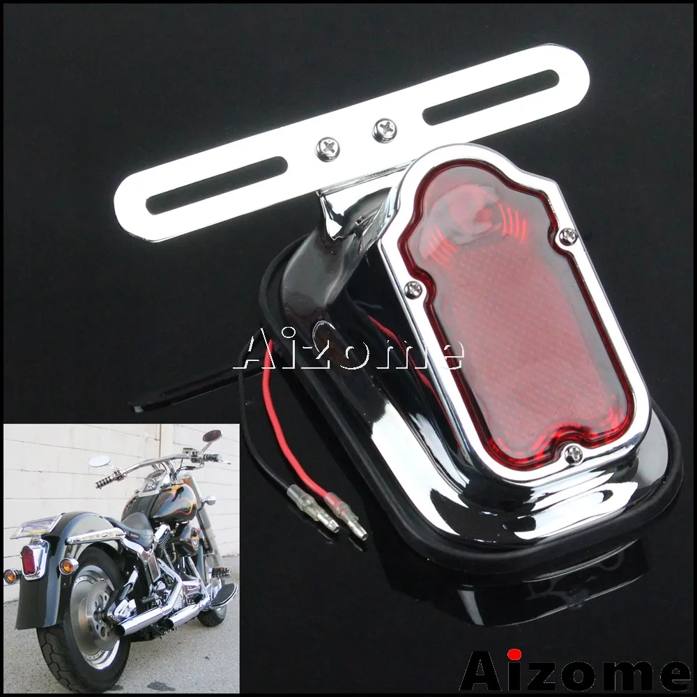 

Мотоциклетный задний фонарь с красными линзами для Harley Cafe Racer, под заказ, Алюминиевый задний фонарь, стоп-сигнал с номерной табличкой