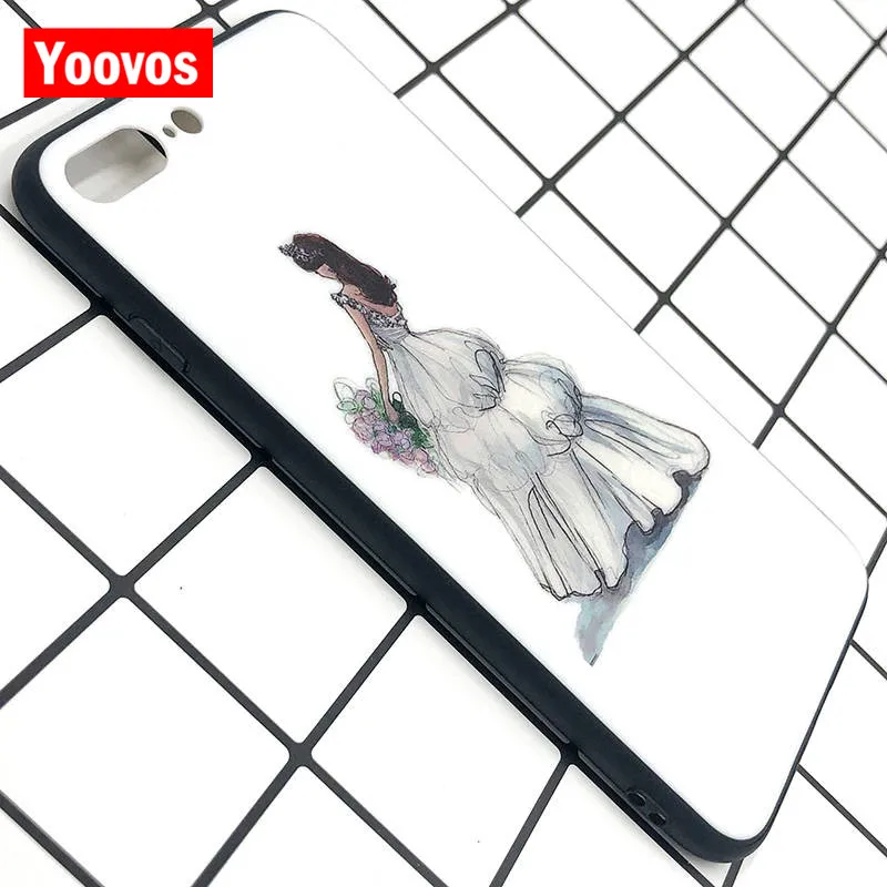 Yoovos мультфильм свадебные женские чехлы для IPhone 6 7 8 чехол Iphone 6/7/8 Plus X с ПК назад и