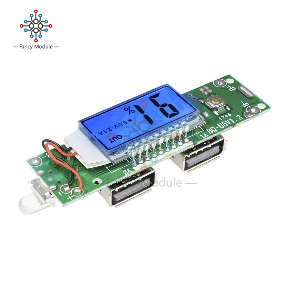 5V 2.1A 1A 2A Мобильный Внешний аккумулятор зарядное устройство модуль lcd дисплей 18650 литиевая батарея зарядная плата двойной USB для iPhone/Android