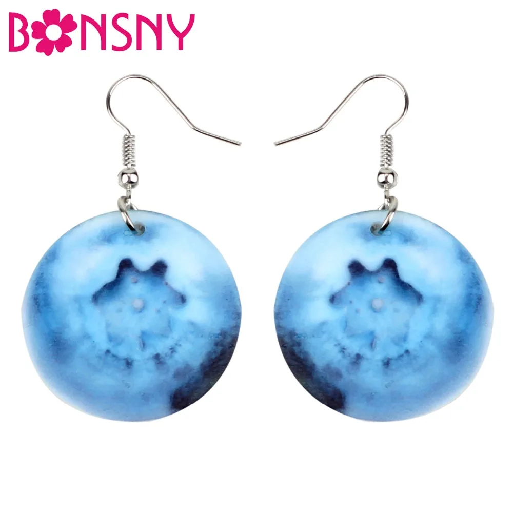 

Bonsny Acrylic Sweet Blueberry Earrings Big Long Dangle Drop Novelty Fruit Jewelry For Women Girls Ladies Teens Kids Wholesale