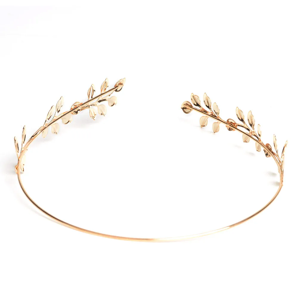 Тиара в стиле ретро повязка на голову золотого цвета украшения виде листочков