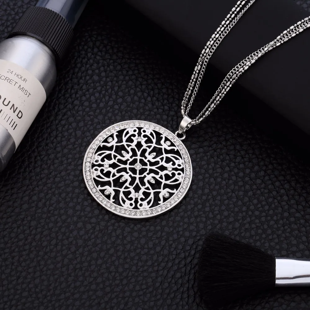 Женское винтажное ожерелье с полым цветком Серебряное Золотистое Ожерелье