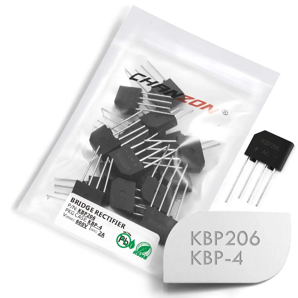 

20 Pcs KBP206 Bridge Rectifier Diode 2A 600V KBP-4 (SIP-4) Single Phase Full Wave 2 Amp 600 Volt KBP 206 Silicon
