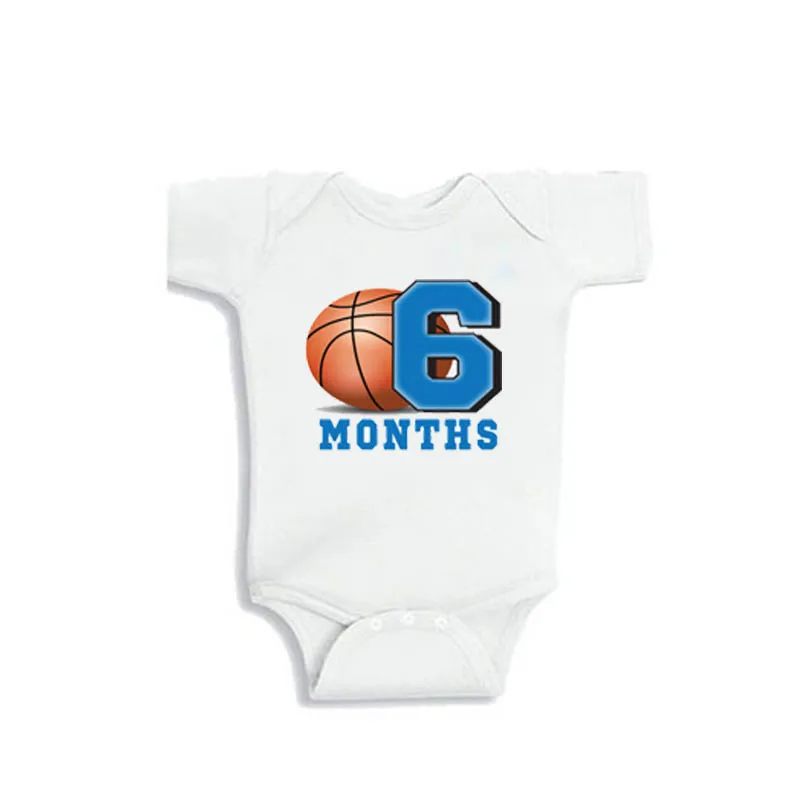 YSCULBUTOL  Unisex Monthly Bodysuits Sports Theme 12 Month Set Funny Number Clothing