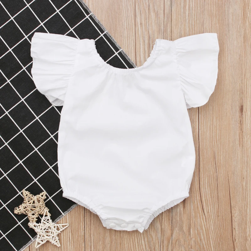 Rorychen Детский комбинезон без рукавов для девочек однотонный с оборками на рукавах