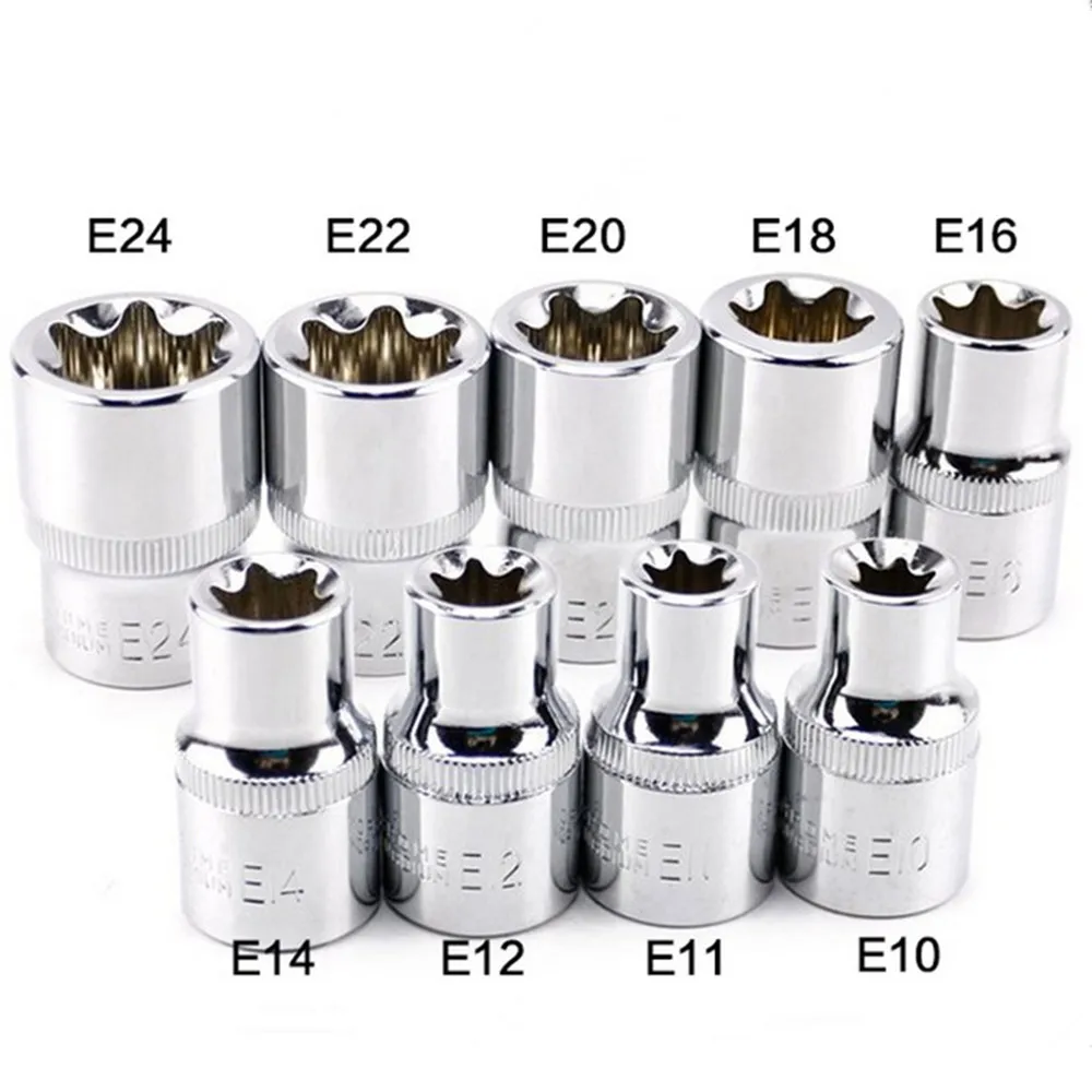 Новинка 14 шт. набор женских гнезд Torx Star E4 E5 E6 E7 E8 E10 E12 E14 E16 E18 E20 E22 E24 CR V 1/2 & 3/8 1/4 дюйма