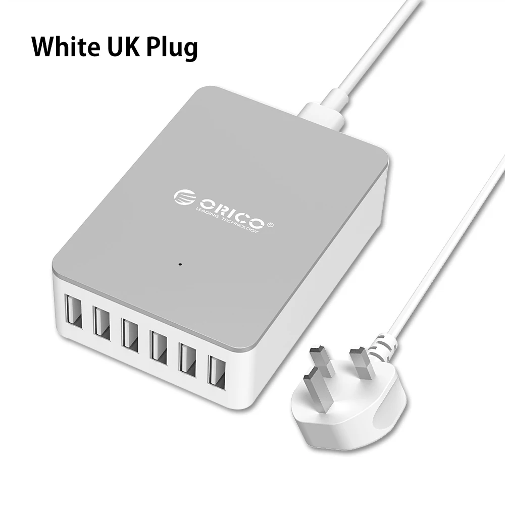 White UK Настенное зарядное устройство ORICO 5 в 2,4 А 10 А 50 Вт 6 USB порт USB зарядное устройство для путешествий - Тип штекера: White UK