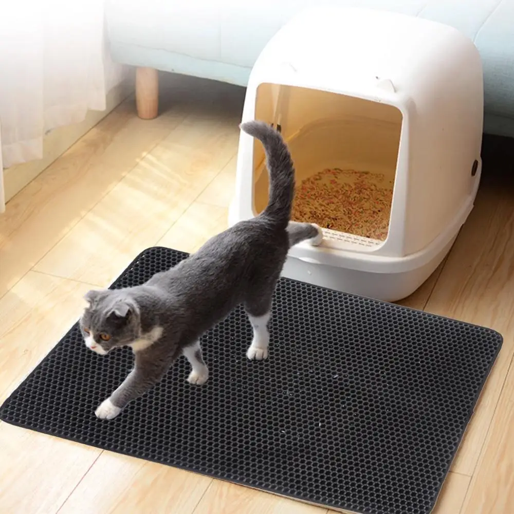 

Pets Cat Litter Mat Portable Double-Layer EVA Waterproof Cats Mat Wearable Supplies Trapper Pad Smooth Surface Breathable Holes