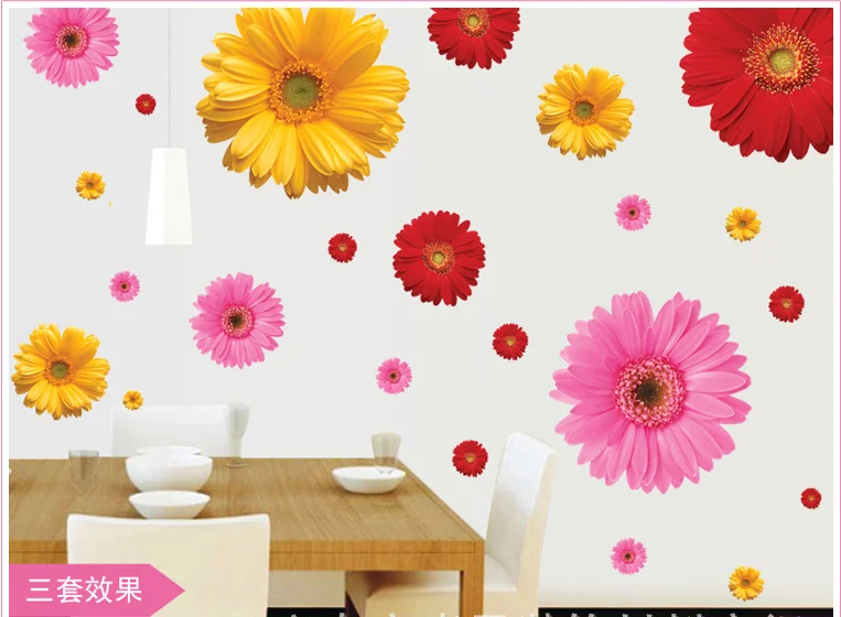 Colorful Sunflower Wall Sticker Dream living room Art Decal pink red yellow nursery Decor mural kids Bedroom stickers | Дом и сад