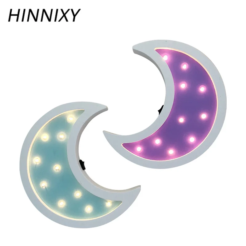 Hinnixy мультяшная луна лампа дерево LED настольная настенная орнамент украшение для