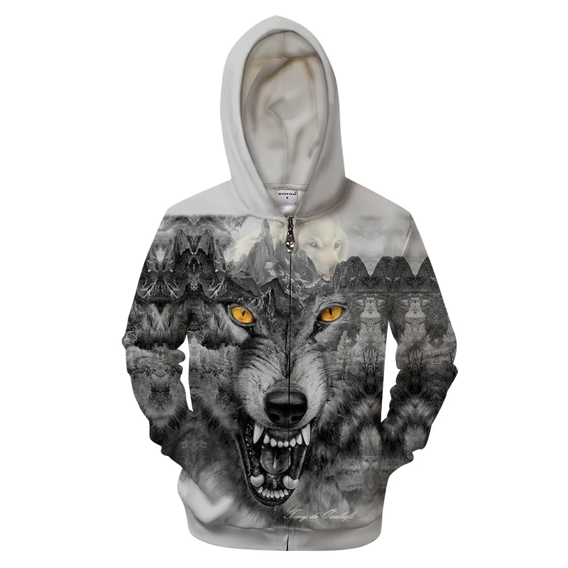 Ying and Yang Wolf толстовки на молнии для мужчин 3D пуловер уличная толстовка на молнии Harajuku спортивный костюм хип хоп Прямая поставка ZOOTOPBEAR
