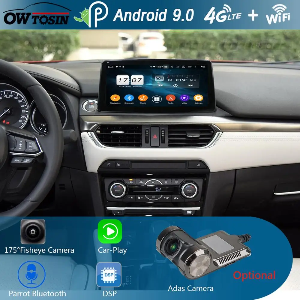 10,2" ips Android 9,0 8 ядерный 4G+ 64G Автомобильный мультимедийный радио gps для Mazda 6 Atenza dzda6 DSP CarPlay Parrot BT