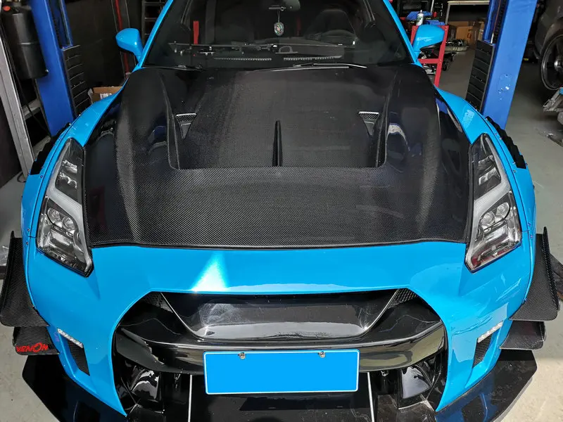 Автомобильные аксессуары для Nissan GTR R35 CBA DBA LBV2 Стиль углеродного волокна передняя капот глянцевая отделка крышка капота Тюнинг Комплект для бампера отделка