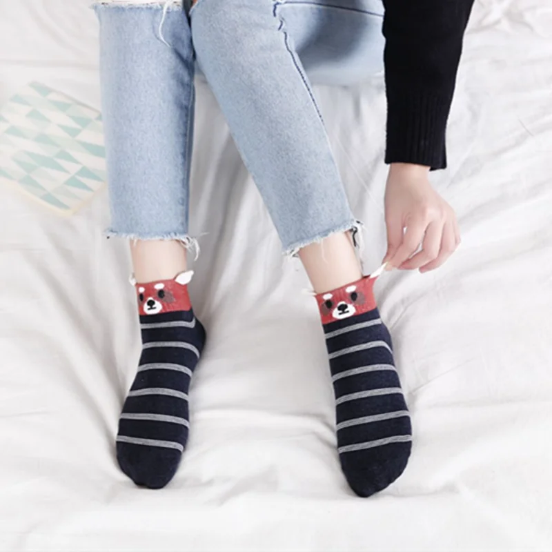 Новые модные милые животные женские хлопковые носки Kawaii летние короткие носки тапочки Для женщин Повседневное мягкие забавная лодка носки
