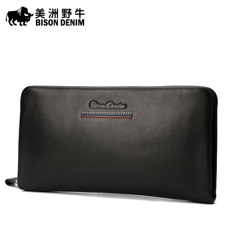 известных брендов BISON DENIM мужской клатч большая кошелёк бумажник портмоне