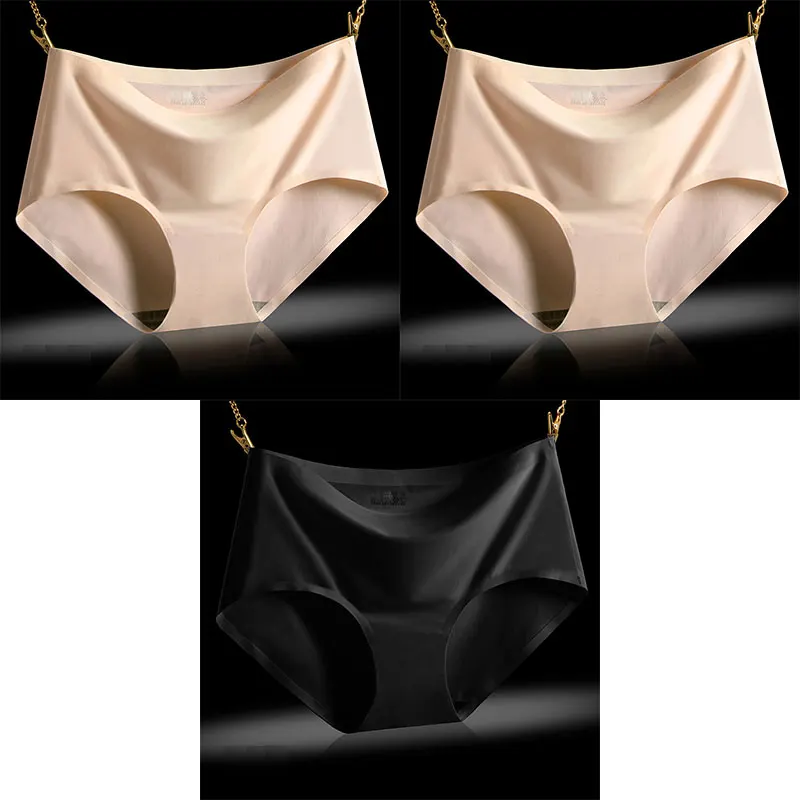 beige beige black BZEL, 3 шт./лот, трусики, бесшовный набор трусов, нижнее белье для женщин, удобные, шелковистые, женские трусы со средней посадкой, сексуальные трусики, женское нижнее белье - Цвет: beige beige black