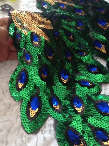 1 шт. большие блестки павлинье перо вышивка нашивки для одежды ткань аппликация