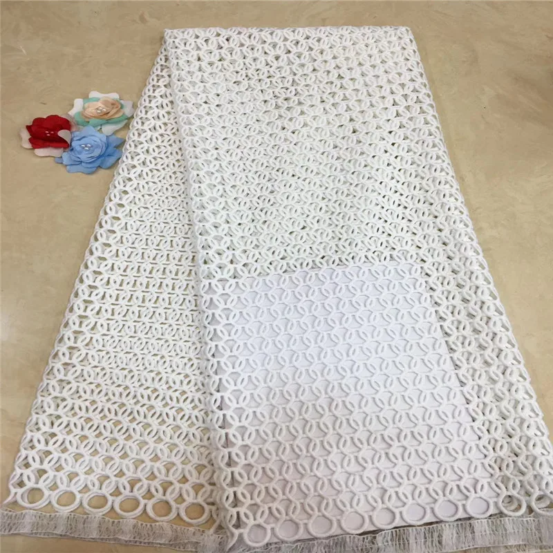 

Cassiel 2019 High Quality Mesh Cord Lace Fabrics For African Party Dress With White Water Soluble Lace Fabrics