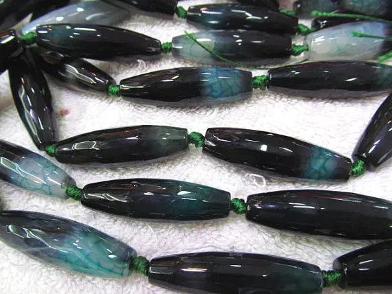 Бусина из агата риса 10x40 мм на всю нитку | Украшения и аксессуары