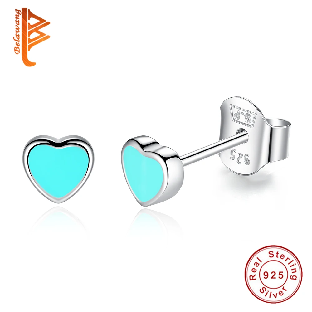 Женские серьги гвоздики из серебра 925 пробы с эмалью|heart stud earrings|stud earringsstud earrings for