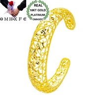 omhxfc wholesale european fashion woman girl party wedding gift vintage hollow flower 18kt gold open bangles bracelets be41