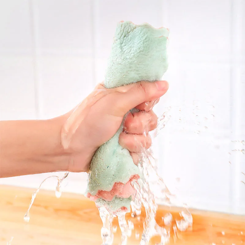 4 шт. двухслойная впитывающая толстая губка для очистки тряпка антипригарная