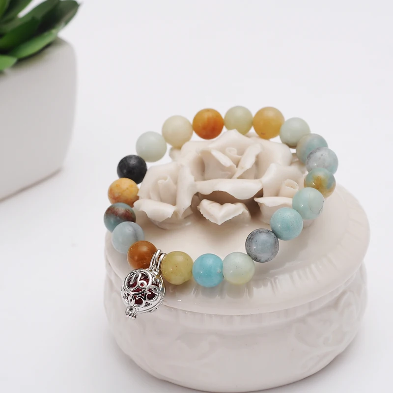 Simple ladies elastic rope 8mm natural bracelet can open 12 constellation fragrance diffuser pendant gift jewelry | Украшения и