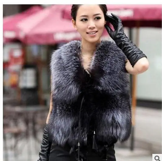 2018 Для женщин с имитацией лисьего меха жилет короткий участок повседневная