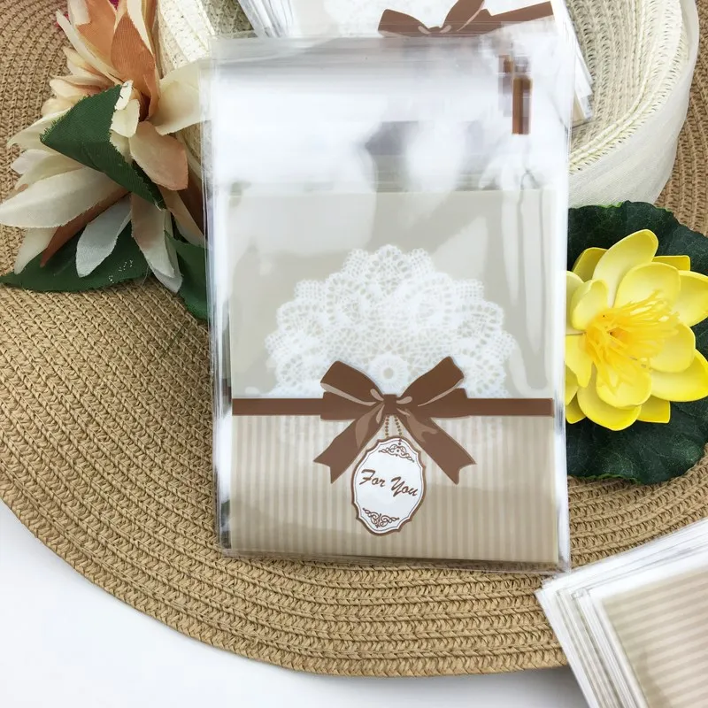 100 шт/партия 10*11 см OPP кофе/розовый самоклеющиеся для печенья и снеков выпечки